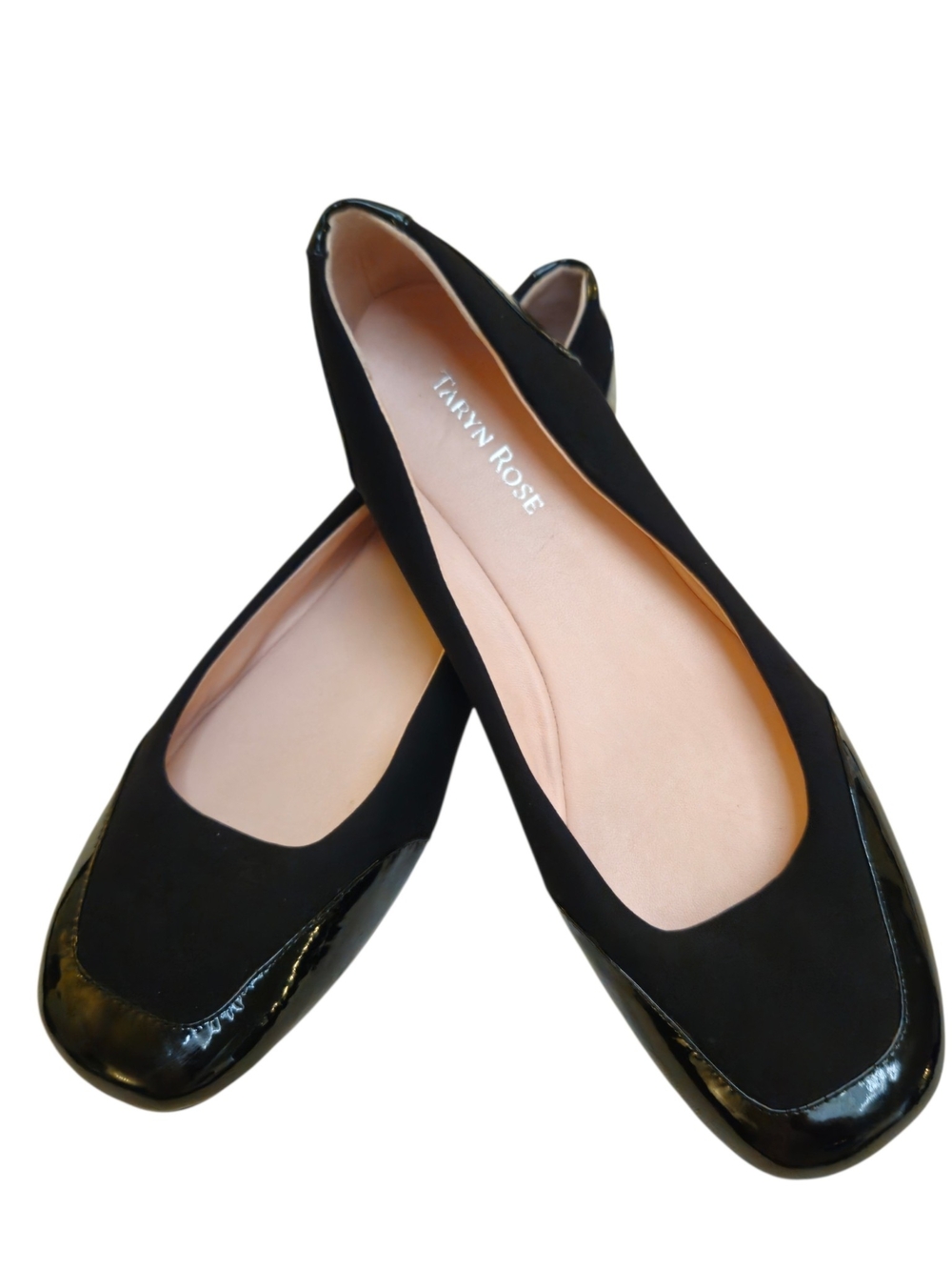 TARYN ROSE EUC Black Flats Microfiber And Patent Leather 9.5m
